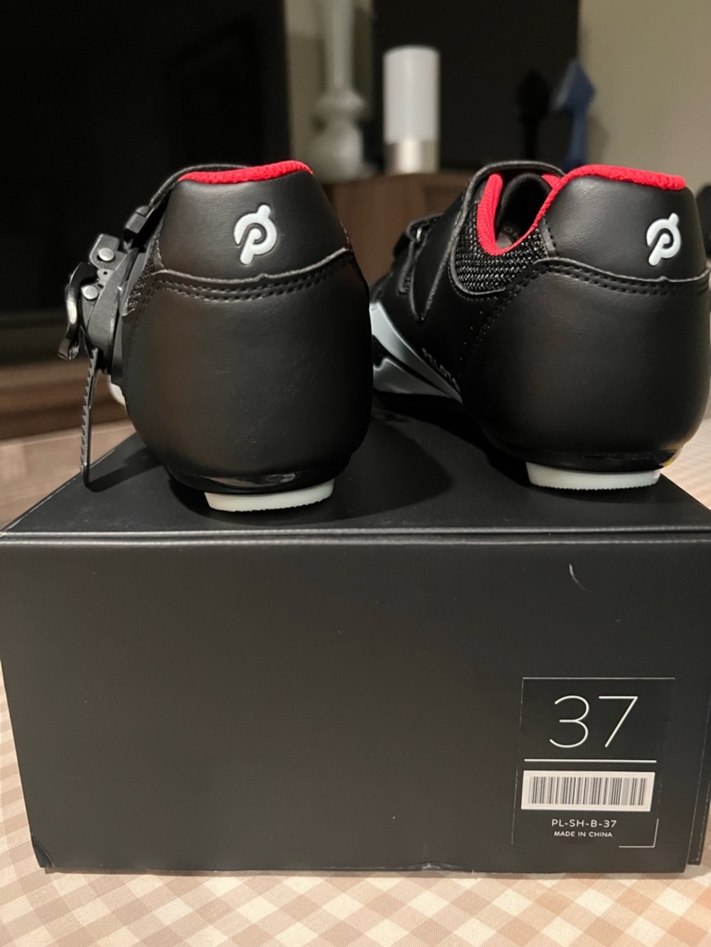 Peloton Men's Black Cycling Shoes with Red Accent